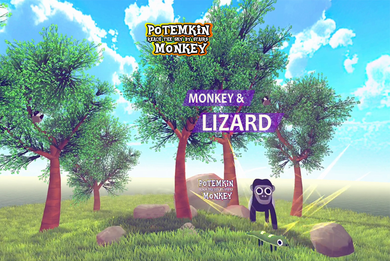 Fight for Survival: Monkey and Lizard Meet in the Wild and in Games