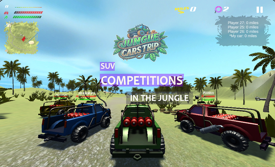 News Carrying out car competitions in the jungle in computer game...