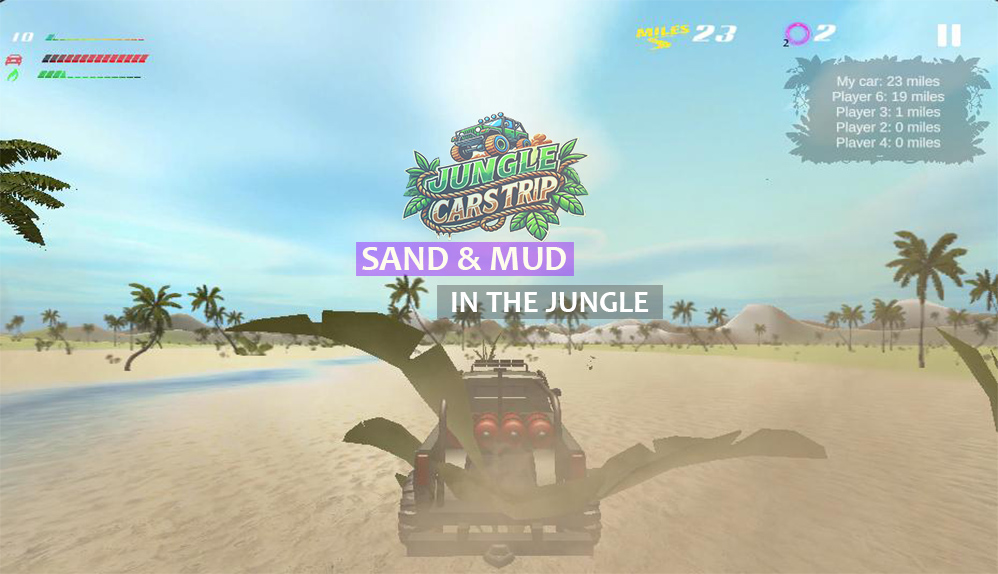 Car glass pollution from sand and mud in the jungle in life and games